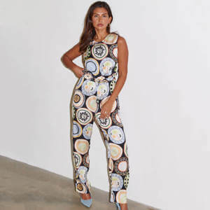 Never Fully Dressed Black Mosaic Plate Jumpsuit